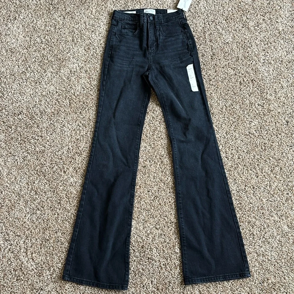 Universal Thread High Rise Black Flare Cotton Jeans Size 00 Long